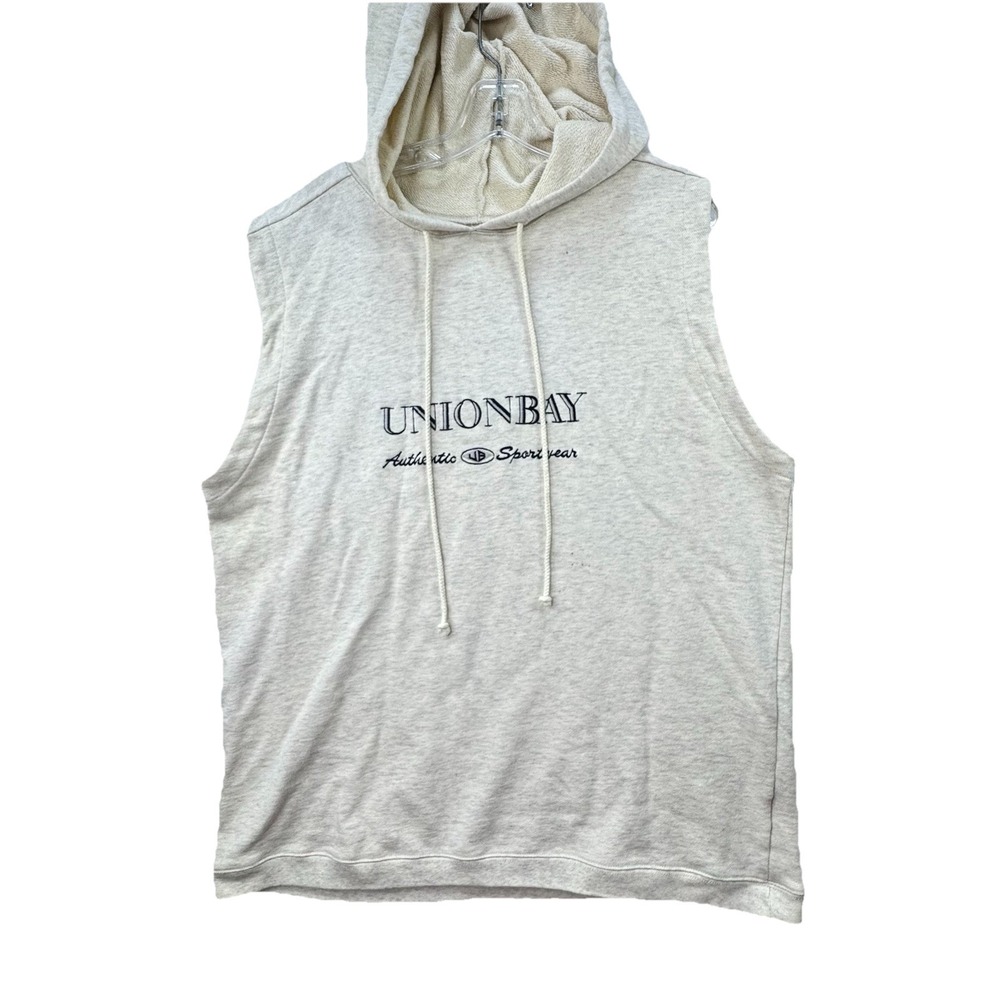 VTG Y2K Union Bay Sportswear Men's Pullover Hooded Muscle Shirt Size M Grunge